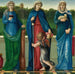 Sainte Barbara, Sainte Dorothée und Sainte Agnès - Sir Edward Coley Burne-Jones — in einem Innenraum präsentiert