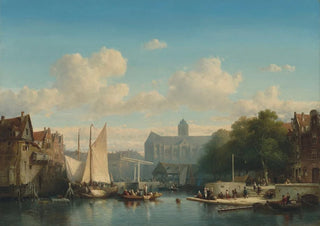 Salomon Leonardus Verveer - Town dock in summer.webp