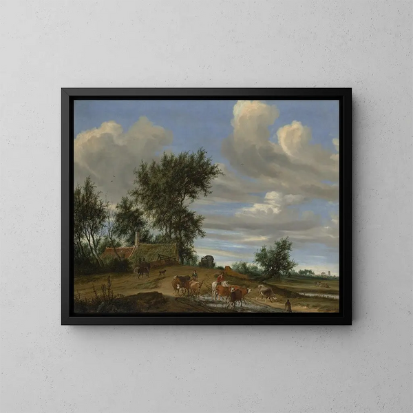 Eine Landstraße - Salomon van Ruysdael — gerahmtes Bild an der Wand
