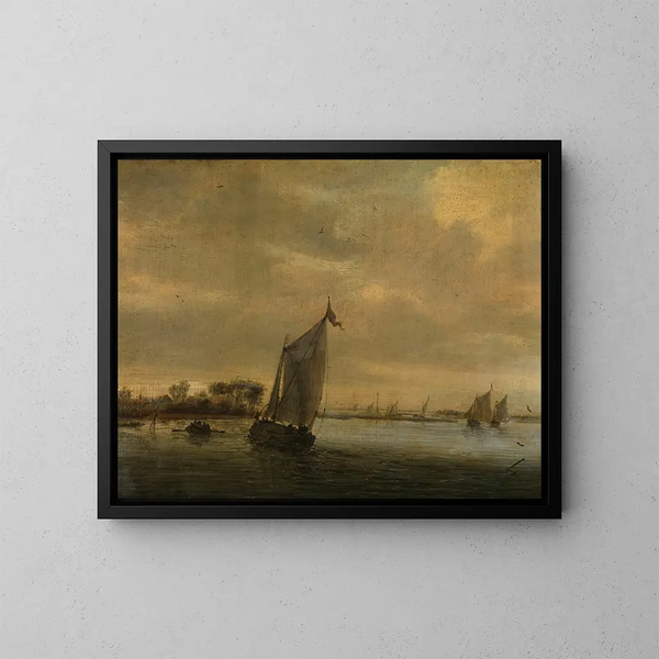 Wasser in Ruhe - Salomon van Ruysdael — gerahmtes Bild an der Wand