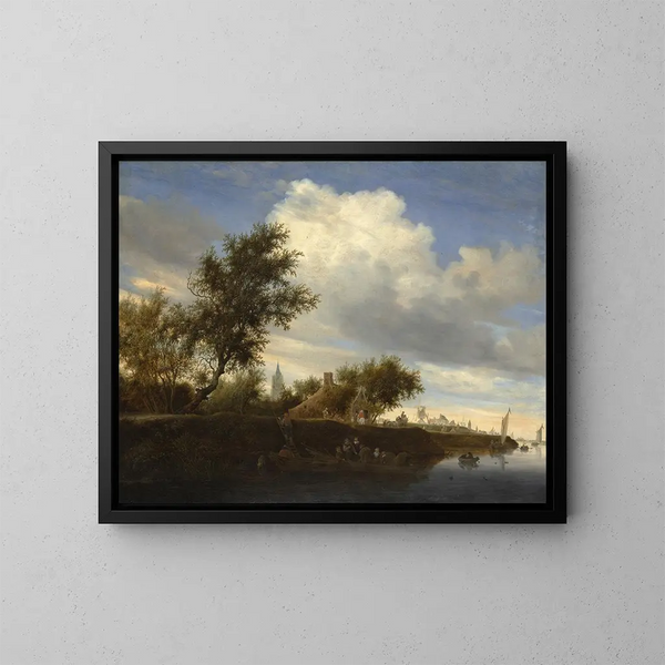 Ferry près de Gorinchem - Salomon van Ruysdael — gerahmtes Bild an der Wand