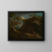 Landschaft mit Bergwald und ruhenden Kriegern - Salvator Rosa — gerahmtes Bild an der Wand