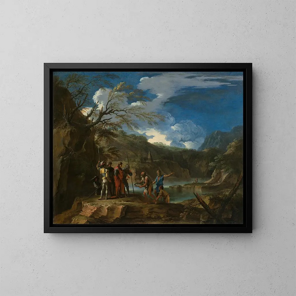 Polycrate und der Fischer - Salvator Rosa — gerahmtes Bild an der Wand