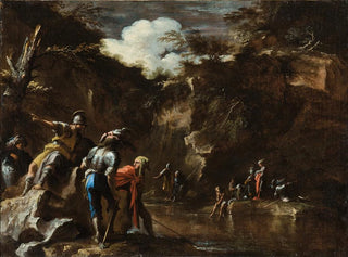 Salvator Rosa - Scene from Greek history Thales causing the river to flow on both sides of the Lydian army.webp