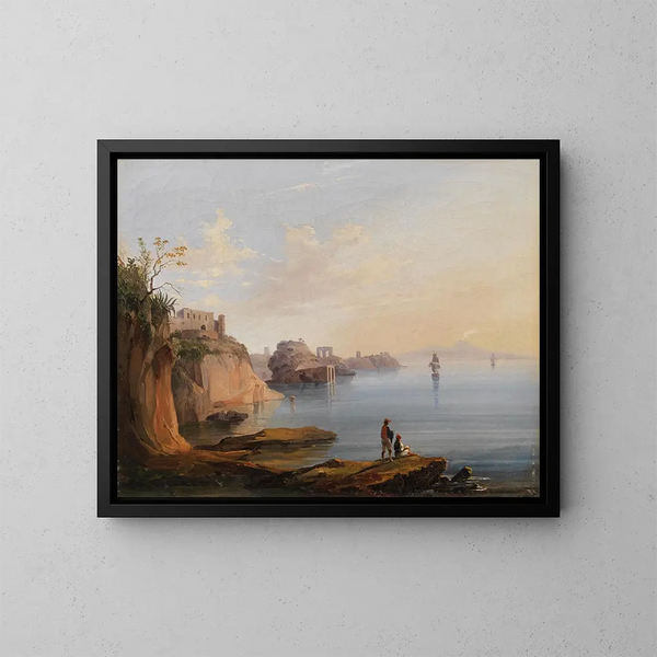 Ansicht von Neapel vom Posillipo aus - Salvatore Fergola — gerahmtes Bild an der Wand