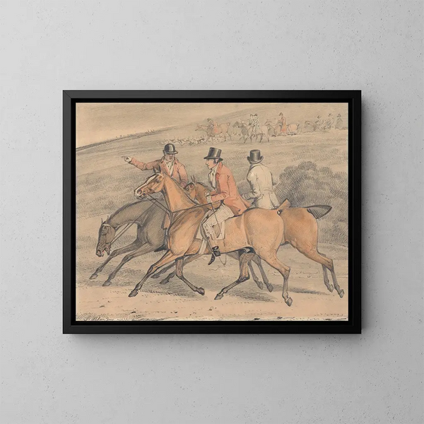 Die Fuchsjagd auf dem Weg zum Skizzieren - Samuel Alken — gerahmtes Bild an der Wand