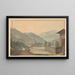 Landschaft mit Bergen, Gebäuden und Fluss - Samuel Davis — gerahmtes Bild an der Wand