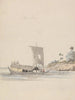 Vue sur la rivière avec une jonque près de Rajmahal - Samuel Davis — Ansicht des Kunstwerks
