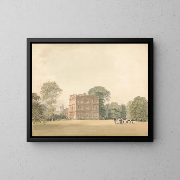 Seitenansicht des Hauses Ayot, Hertfordshire - Samuel Davis — gerahmtes Bild an der Wand