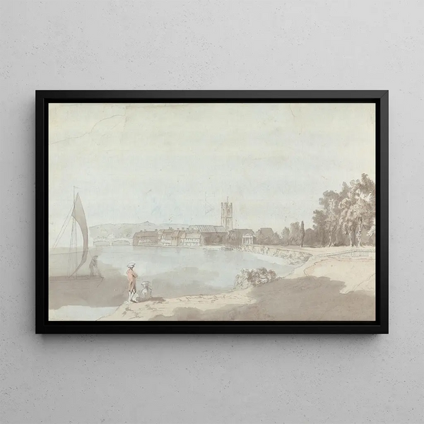 Stadt im Westen in der Nähe eines Flusses - Samuel Davis — gerahmtes Bild an der Wand