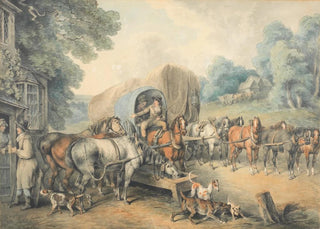 Samuel Howitt - A stagecoach halting at a country inn.webp