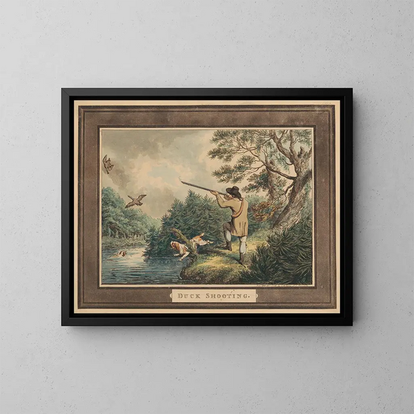 Jagd auf Enten - Samuel Howitt — gerahmtes Bild an der Wand