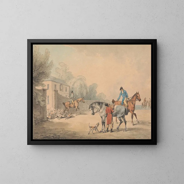 Ausfahrt aus dem Hundezwinger - Samuel Howitt — gerahmtes Bild an der Wand