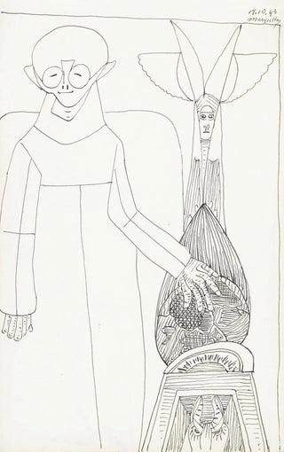 Samuel Jessurun de Mesquita - Figuur in een lange mantel met de linkerhand op een wereldbol.webp