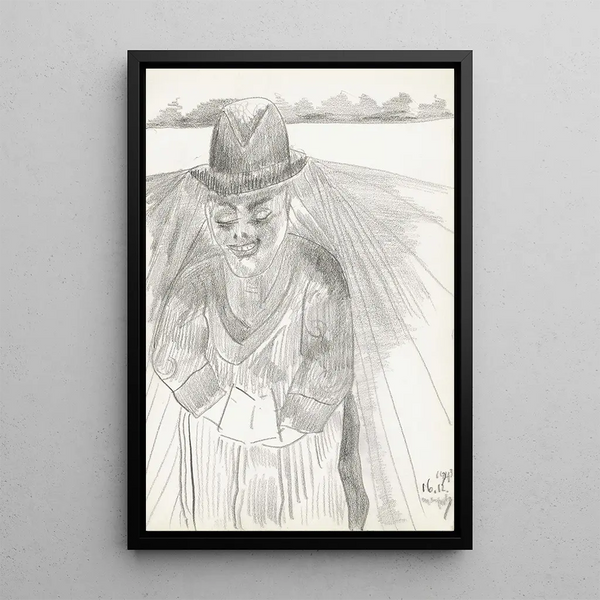 Mann mit Zylinder in einer Wiese - Samuel Jessurun de Mesquita — gerahmtes Bild an der Wand