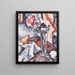 Rose rose dans un vase en verre avec des fruits - Samuel John Peploe — gerahmtes Bild an der Wand