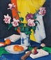 Rosen rot und rosa, orange und Fächer - Samuel John Peploe — Ansicht des Kunstwerks