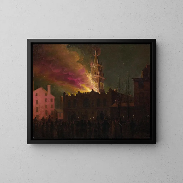 Brand der Freimaurerloge in der Chestnut Street, Philadelphia, Pennsylvania - Samuel Jones — gerahmtes Bild an der Wand