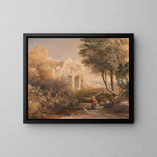 La Vocatella à Chapel, gebaut von einem Einsiedler in der Nähe von Corpo de Cava in der Umgebung von Salerne und Neapel - Samuel Palmer — gerahmtes Bild an der Wand