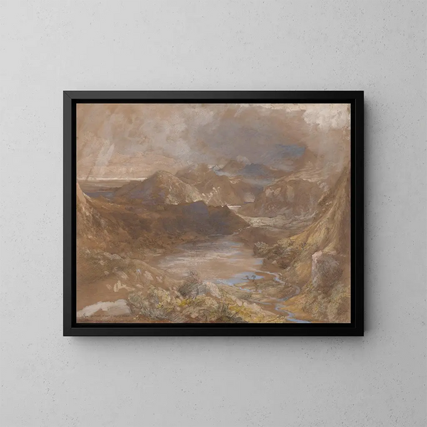 Llwyngwynedd und ein Teil von Llynyddina zwischen Capel Curig und Beddgelert, Nordwales - Samuel Palmer — gerahmtes Bild an der Wand