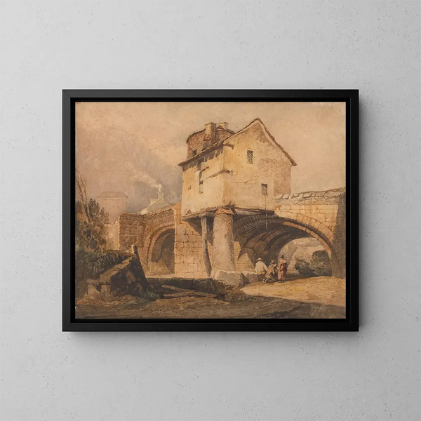 Der Monnow-Brücke in Monmouthshire - Samuel Prout — gerahmtes Bild an der Wand