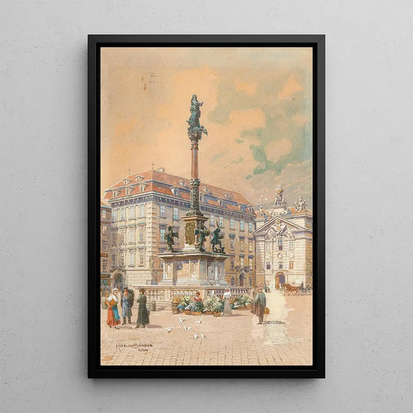 Das Blumenmarkt am Hof - Sándor Kozeluh — gerahmtes Bild an der Wand