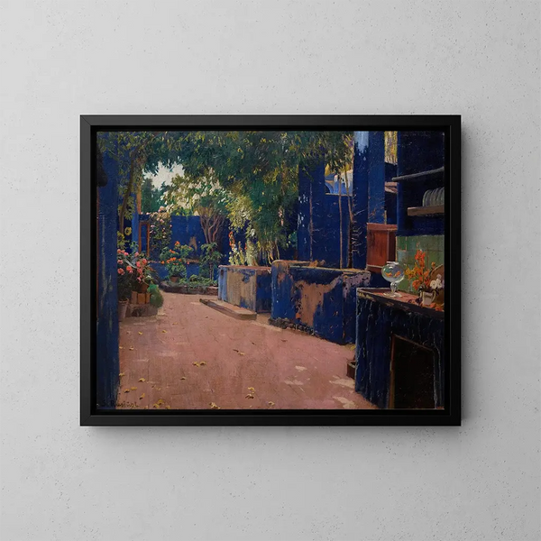 Innenhof Blau in Arenys de Munt - Santiago Rusiñol — gerahmtes Bild an der Wand