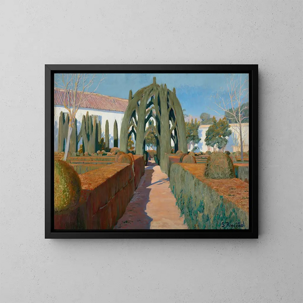 Der Garten der Tänzerin Granada - Santiago Rusiñol — gerahmtes Bild an der Wand