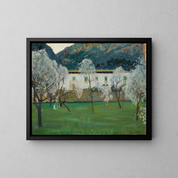 Weiße Farm in Bunyola, Mallorca - Santiago Rusiñol — gerahmtes Bild an der Wand