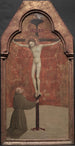 Saint François kniend vor dem Christus am Kreuz - Sassetta — Ansicht des Kunstwerks