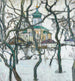 Reproduktion des Gemäldes Winterlandschaft mit Kirche - Abraham Manievich