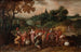 Die Brüder Josephs auf dem Weg, um Getreide in Ägypten in einer bewaldeten Landschaft zu kaufen - Schule von Hans Jordaens III — Ansicht des Kunstwerks