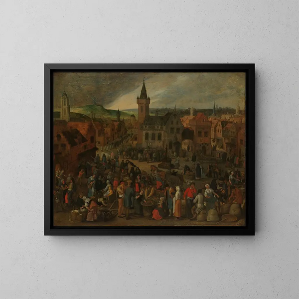 Markttag in einer flämischen Stadt - Sebastian Vrancx — gerahmtes Bild an der Wand
