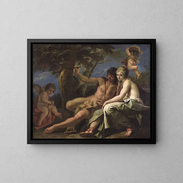 Angélique und Médor - Sebastiano Ricci — gerahmtes Bild an der Wand