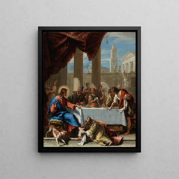 Der Christus im Haus des Simon - Sebastiano Ricci — gerahmtes Bild an der Wand