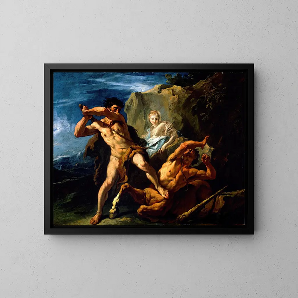Hercule tötet den Zentauren Nessus - Sebastiano Ricci — gerahmtes Bild an der Wand