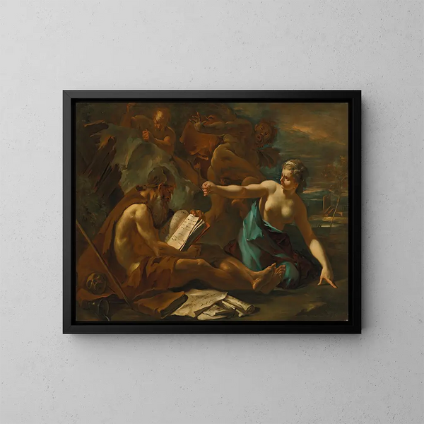 Die Versuchung des heiligen Antonius - Sebastiano Ricci — gerahmtes Bild an der Wand