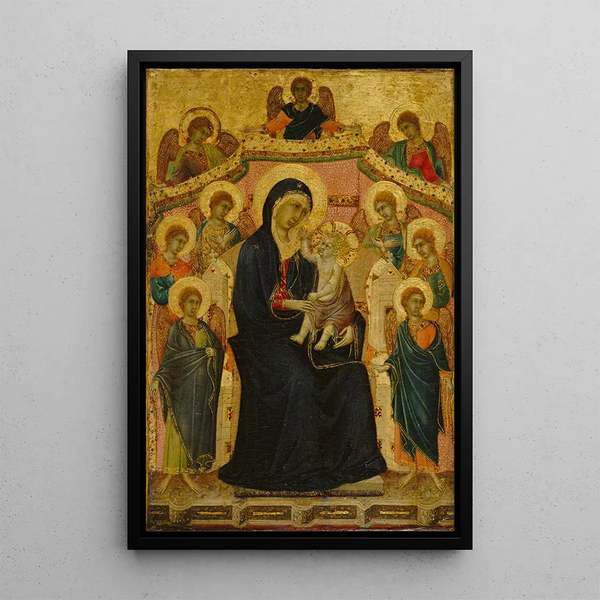 Madone und Kind mit neun Engeln - Segna di Buonaventura — gerahmtes Bild an der Wand