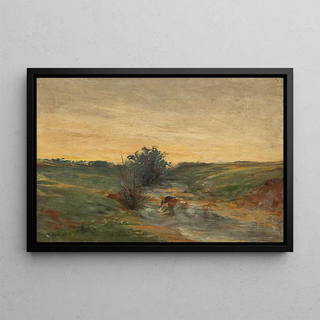 Serafin Maurer - Wscherin am Bach bei Sonnenuntergang.webp