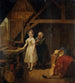 Servante, die eine Dame in einem Korsett näht - Constantinus Fidelio Coene — Ansicht des Kunstwerks