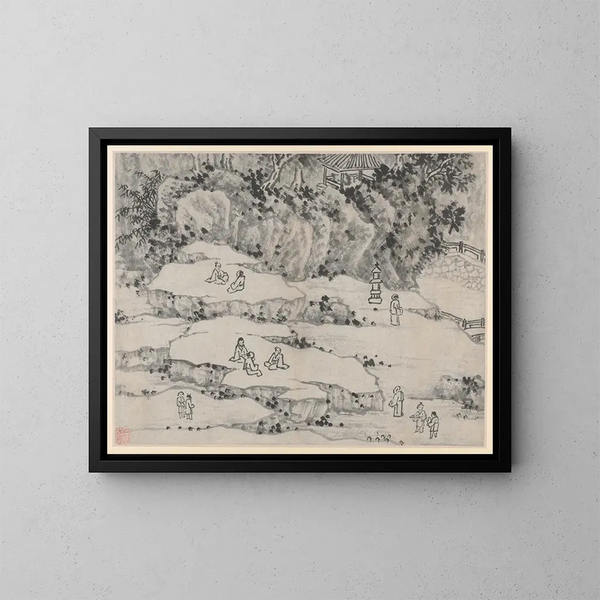 Das Hügel des Tigers und der Sitz der Tausend Männer - Shen Zhou — gerahmtes Bild an der Wand