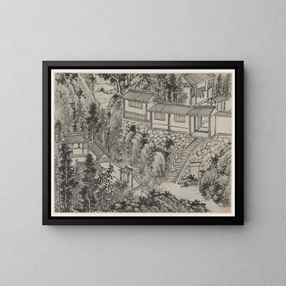 Die Rückzug der Kiefern - Shen Zhou — gerahmtes Bild an der Wand