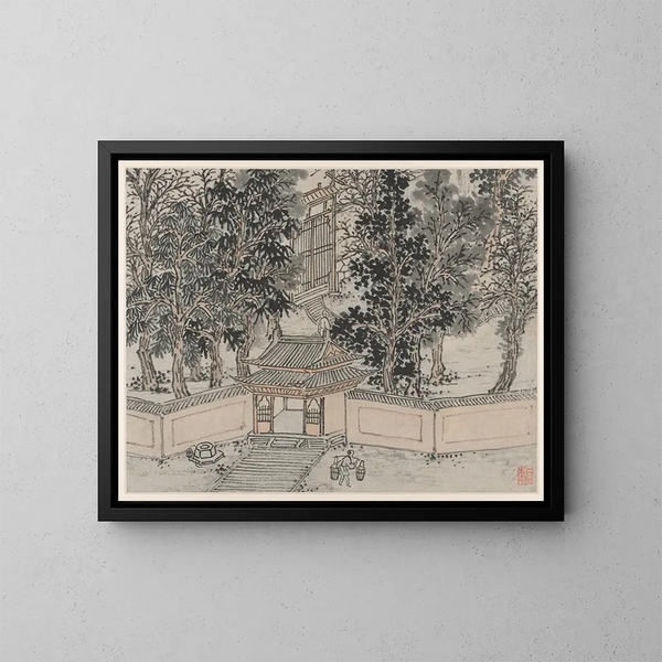 Vol des Tigers am Hintereingang - Shen Zhou — gerahmtes Bild an der Wand