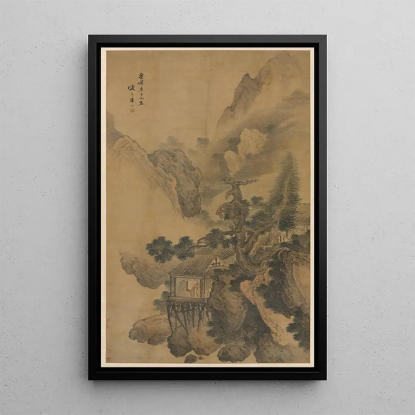 Einsamer Ruhestand, das über einem nebligen Tal thront - Sheng Maoye — gerahmtes Bild an der Wand
