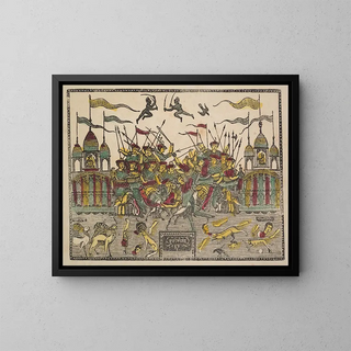 Shri Gobinda Chandra Roy - Battle Scene at Kurukshetra from the Mahabharata War.webp