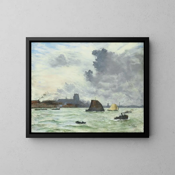 Ansicht des Hafens von Dordrecht - Siebe Johannes ten Cate — gerahmtes Bild an der Wand