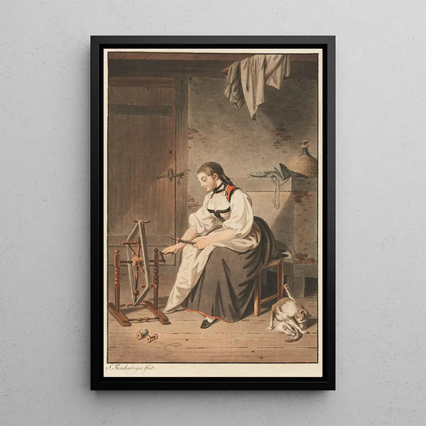 La Dévideuse - Sigmund Freudenberger — gerahmtes Bild an der Wand
