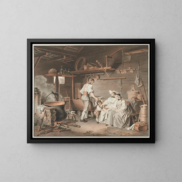 La Visite au chalet - Sigmund Freudenberger — gerahmtes Bild an der Wand