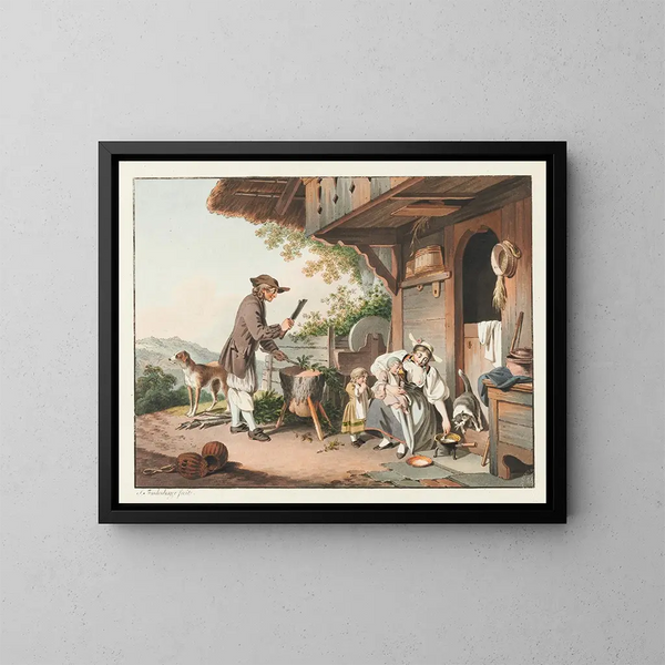 Die mütterliche Fürsorge - Sigmund Freudenberger — gerahmtes Bild an der Wand