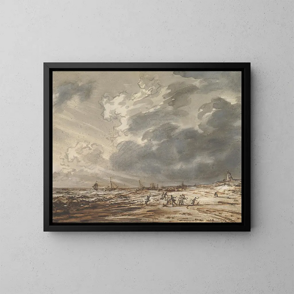 Die Strandpromenade von Scheveningen - Simon Andreas Krausz — gerahmtes Bild an der Wand